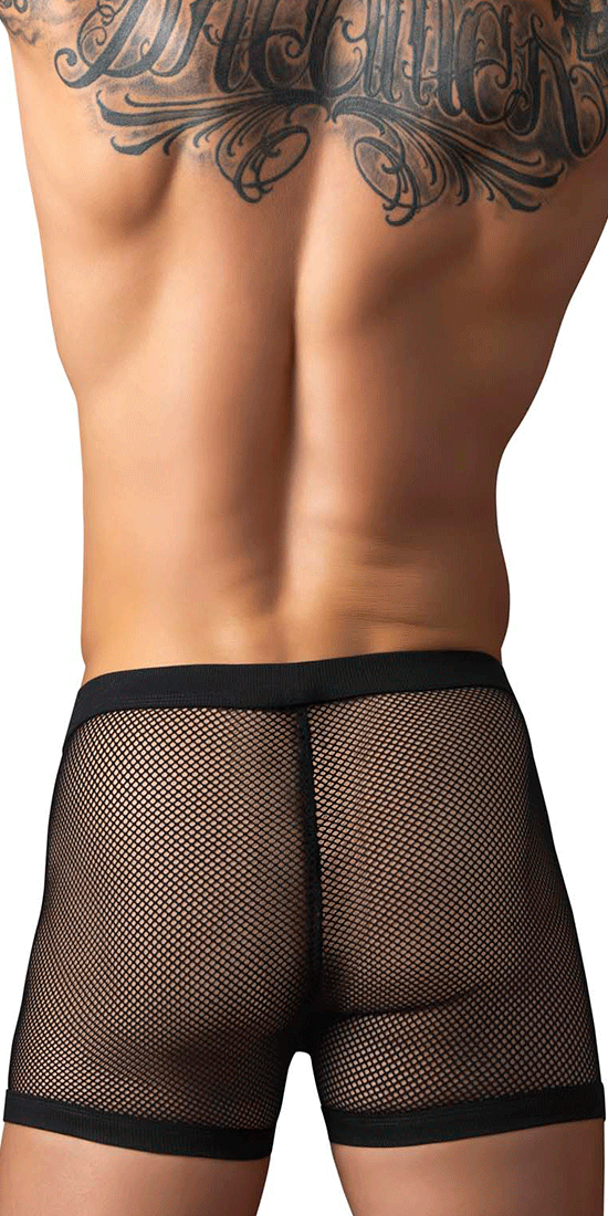 Male Power 152-11c Fishnet 2 Pouch Short Black
