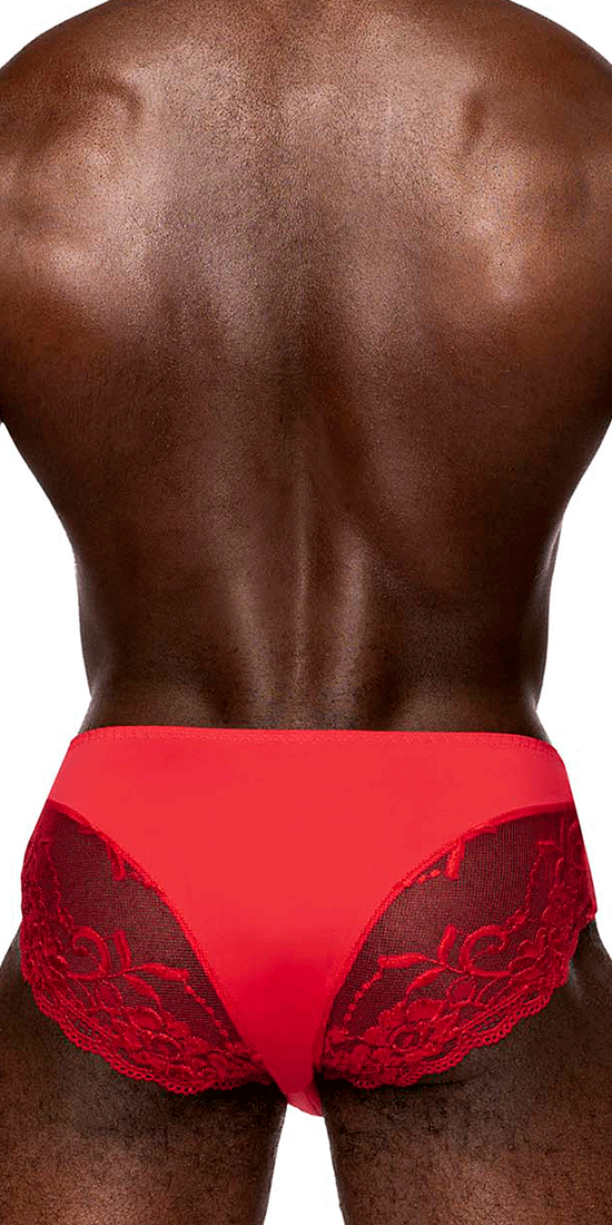 Male Power 492-280 Sassy Lace Bikini Solid Pouch Red