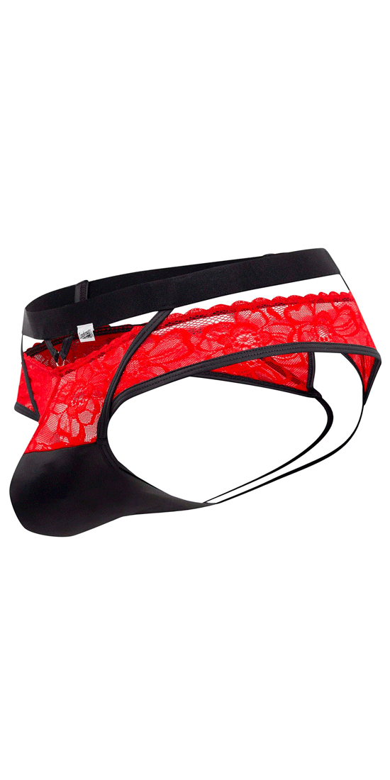 Candyman 99627 Lace Jockstrap Red