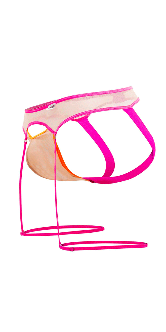 Candyman 99687 Garter Jock Two Piece Set Beige-neon