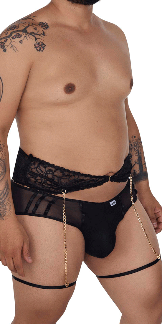 Candyman 99703x Strumpfhalter-Slip, zweiteiliges Set, Schwarz