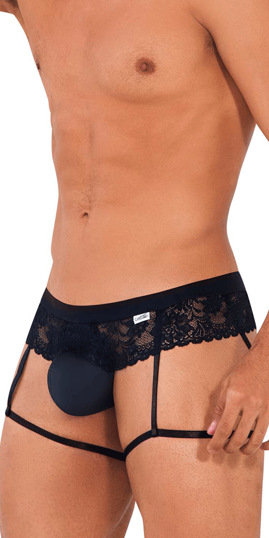 Candyman 99717 Lace Garther Jockstrap Black