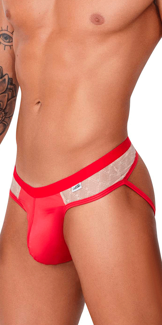 Candyman 99763 Jockstrap en dentelle Nude-rouge