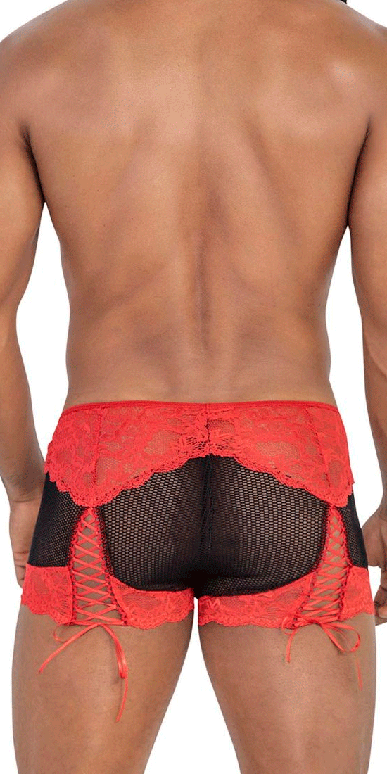 Candyman 99779 Mesh Lace Trunks Black-red