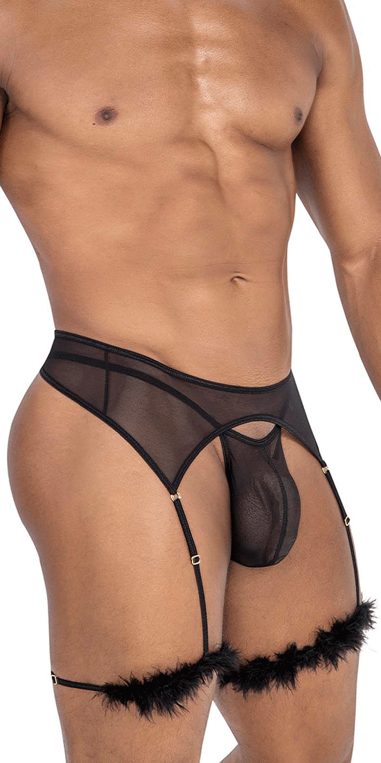 Candyman 99806 Ensemble porte-jarretelles en maille noire