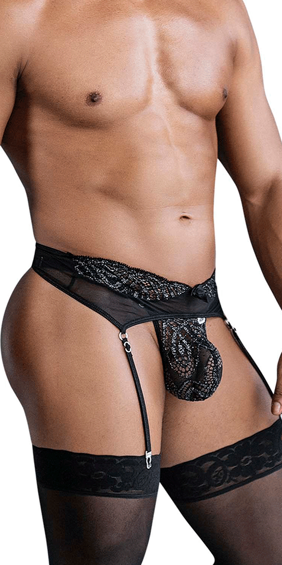 Candyman 99837 Lace-garter Outfit Black