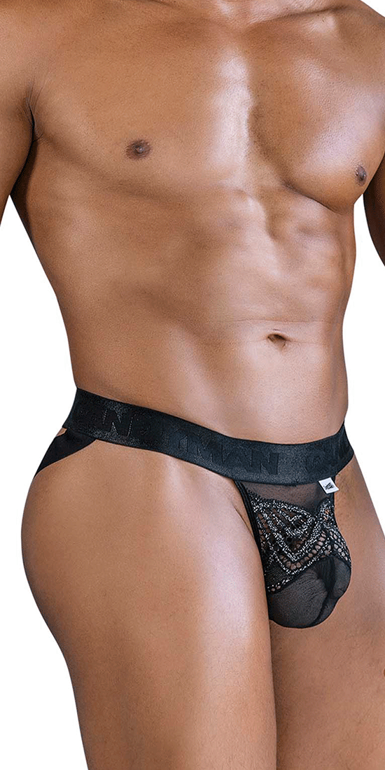Candyman 99849 Lace-mesh Thongs Black
