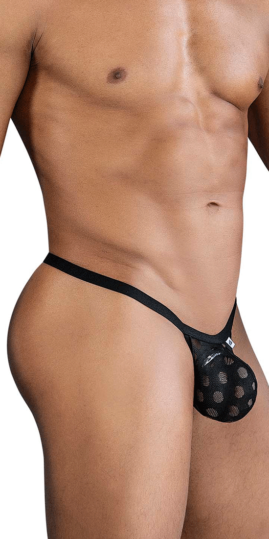Candyman 99856 Polka Mesh Thongs Black