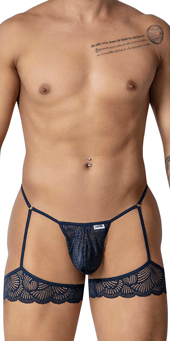 Candyman 99906 Garter Lace Thongs Navy