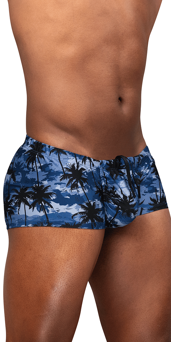 Ergowear Ew1825 Tropical Camo Palm Print Swim Trunks Dark Blue-palms