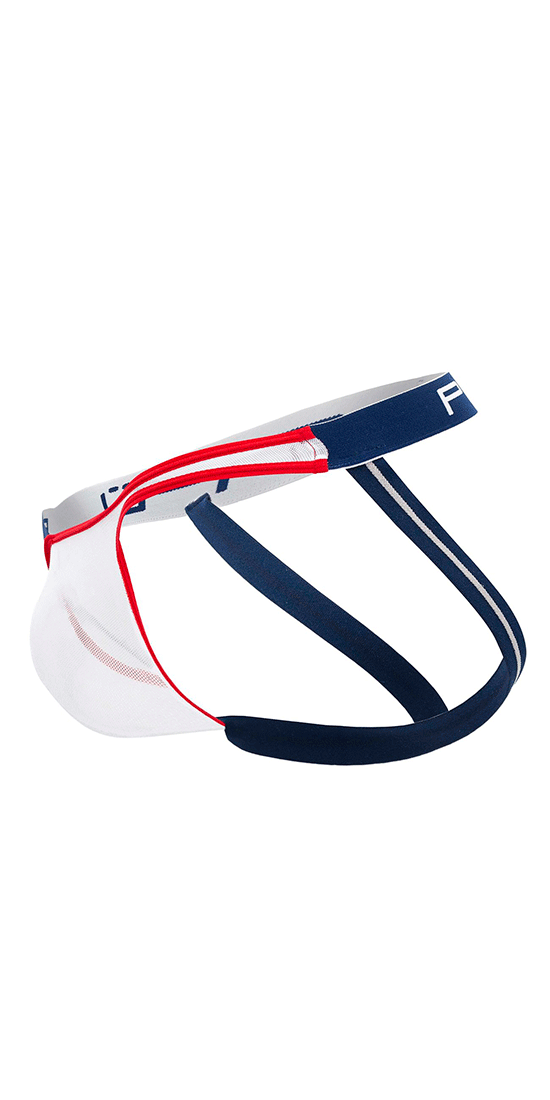 Ppu 2308 One Side Mesh Jockstrap Blue