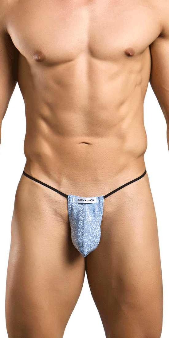Justin+simon Xsj02 Silky G-string Bulge Lurex Blue