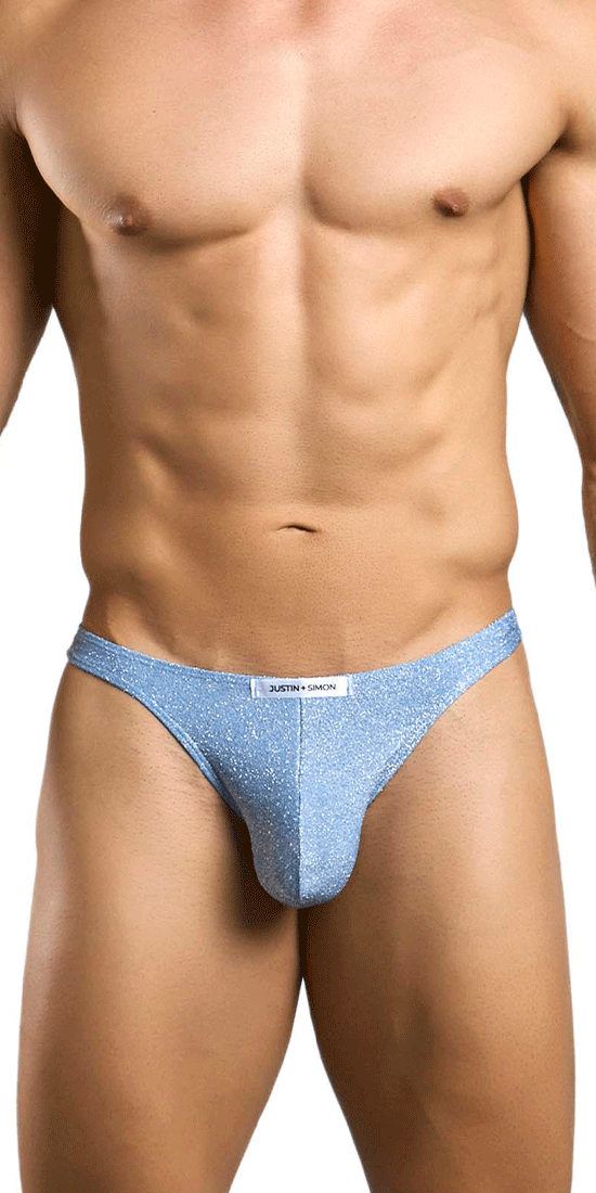 Justin+simon Xsj03 Silky Sexy Thongs Lurex Blue