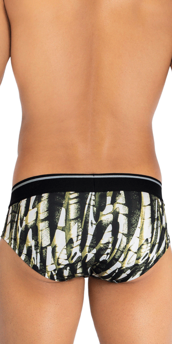 Hawai 42192 Printed Microfiber Hip Briefs Military Green