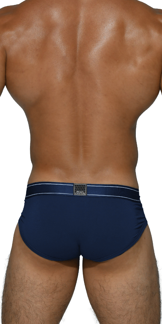 Private Structure Pbuz3748 Platinum Bamboo Contour Briefs Midnight Navy