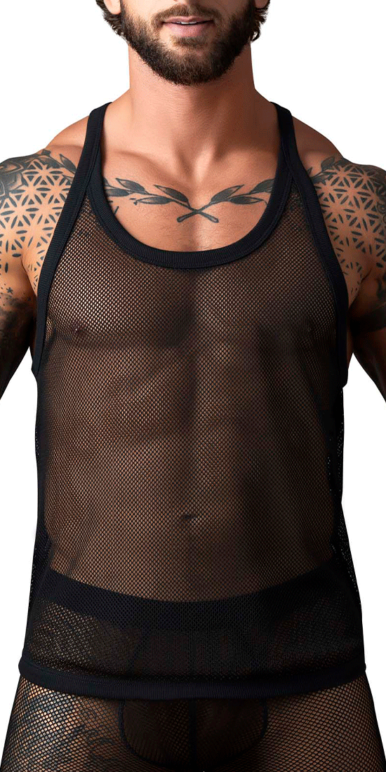 Male Power 110-11c Fishnet Tank Top Black
