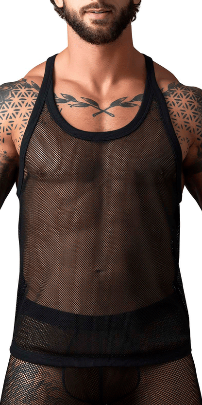 Male Power 110-11c Fishnet Tank Top Black