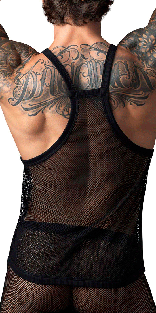 Male Power 110-11c Fishnet Tank Top Black