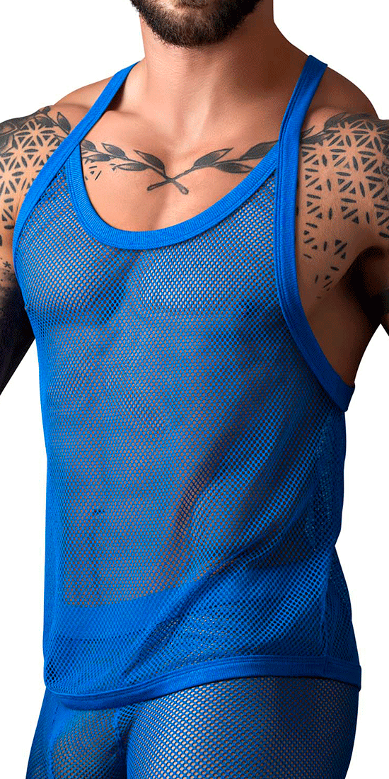 Male Power 110-11c Fishnet Tank Top Royal – MensUnderwearStore.com