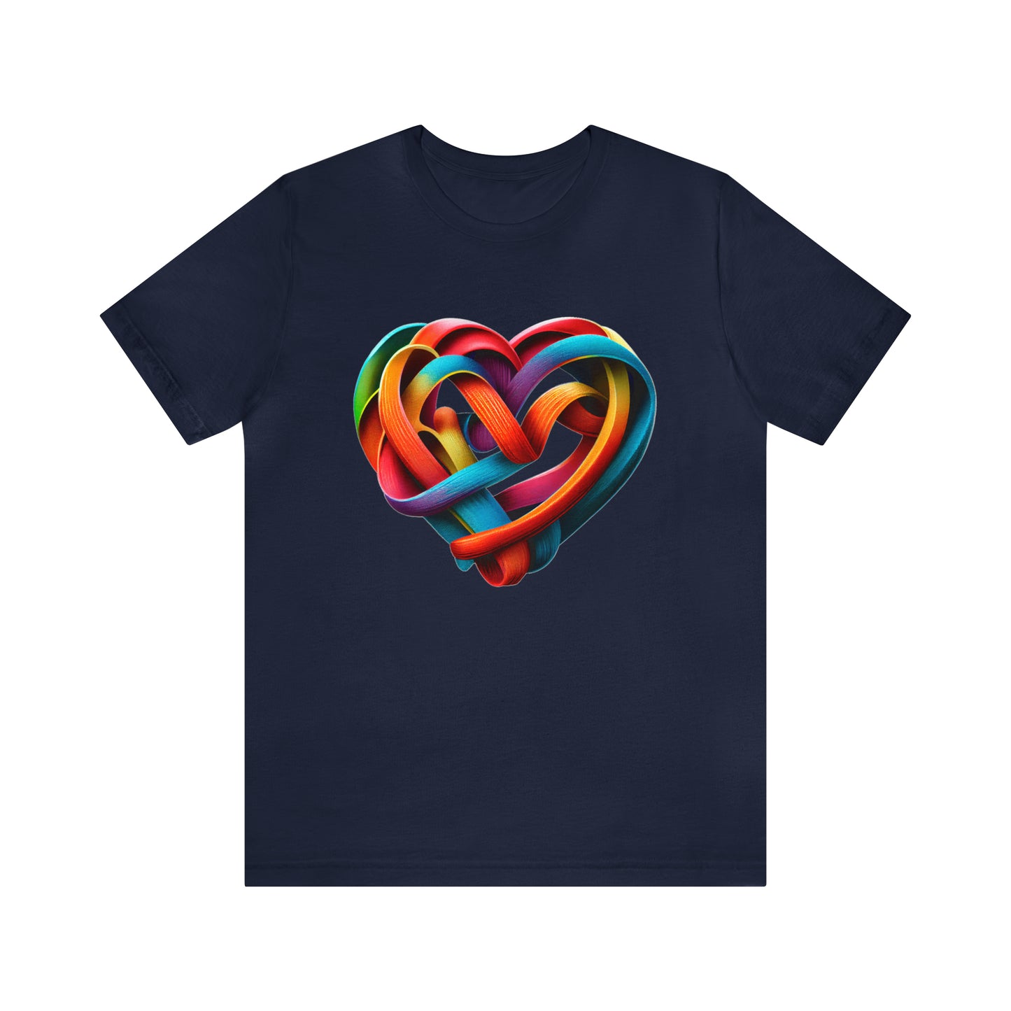 MUS Exclusive Design Rainbow Color Heart Men's Jersey Short Sleeve Tee