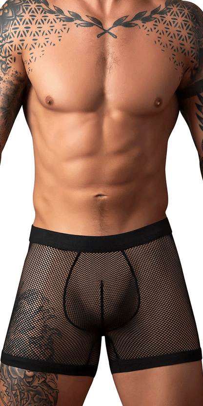 Male Power 152-11c Fishnet 2 Pouch Short Black