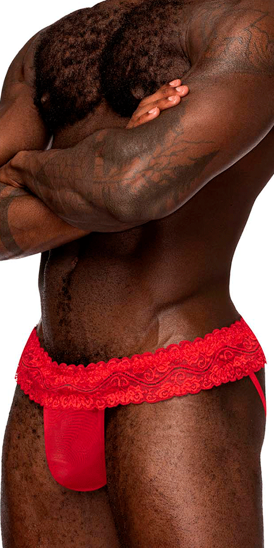 Male Power 360-280 Sassy Lace Skirt Jock Red