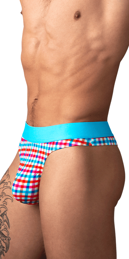 Male Power 412-306 So Comfy Gingham Thong Gingham Print