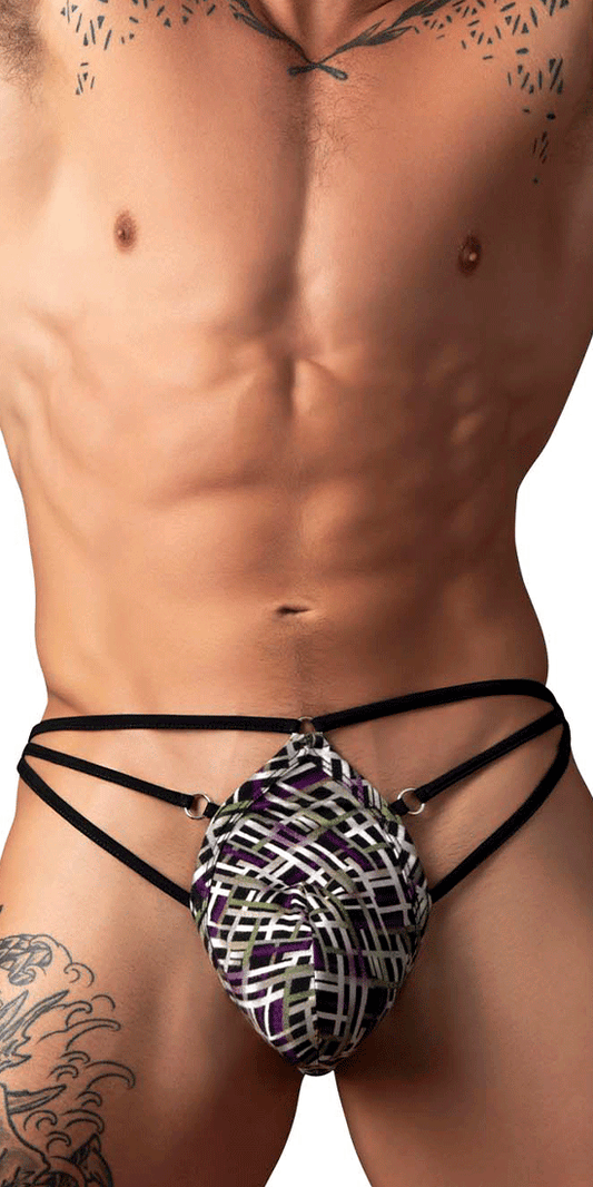Male Power 419-303 Gridlocked Thong Straps-rings Printed