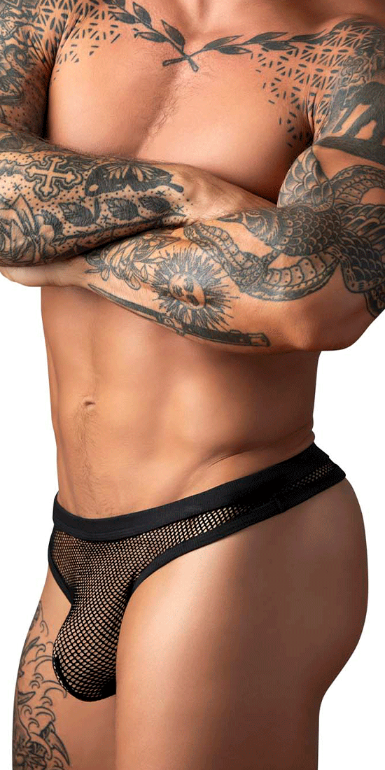 Male Power 441-11c Fishnet 2 Bong Thong Black