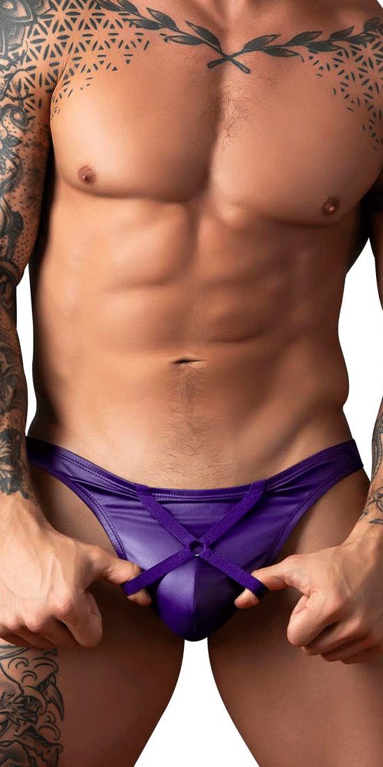 Male Power 447-302 Eggplant Crossover Thong Plum
