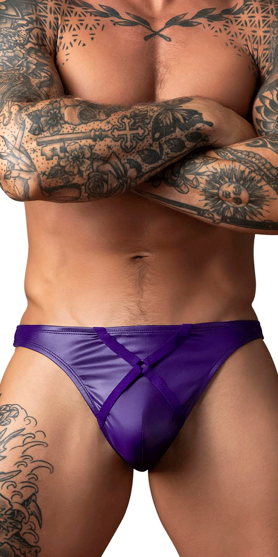 Male Power 447-302 Eggplant Crossover Thong Plum