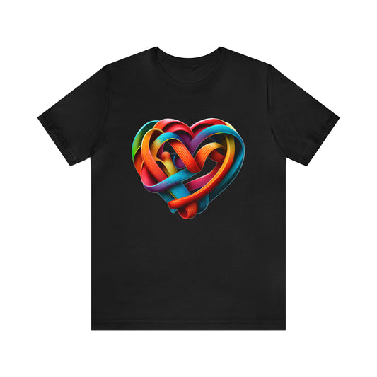 T-shirt à manches courtes en jersey pour hommes, Design exclusif MUS, couleur arc-en-ciel, cœur