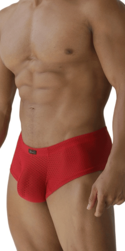 Xtremen 91269 Sleek V-cut Performance Mesh Briefs Red