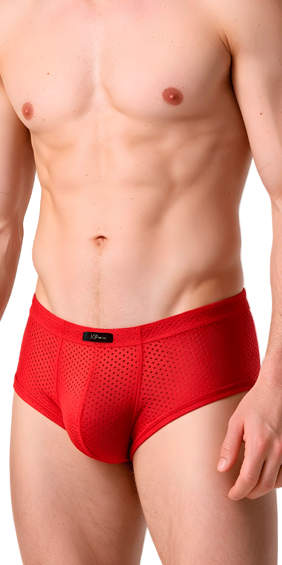Xtremen 91269 Sleek V-cut Performance Mesh Briefs Red