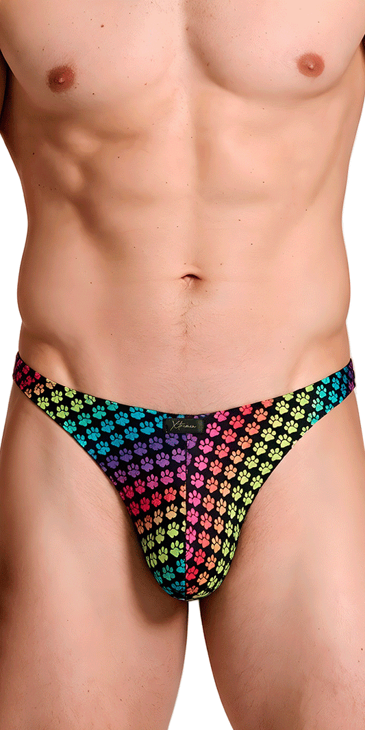 Xtremen 91284 Ultimate Rainbow Expression Men's Thong Paw Print