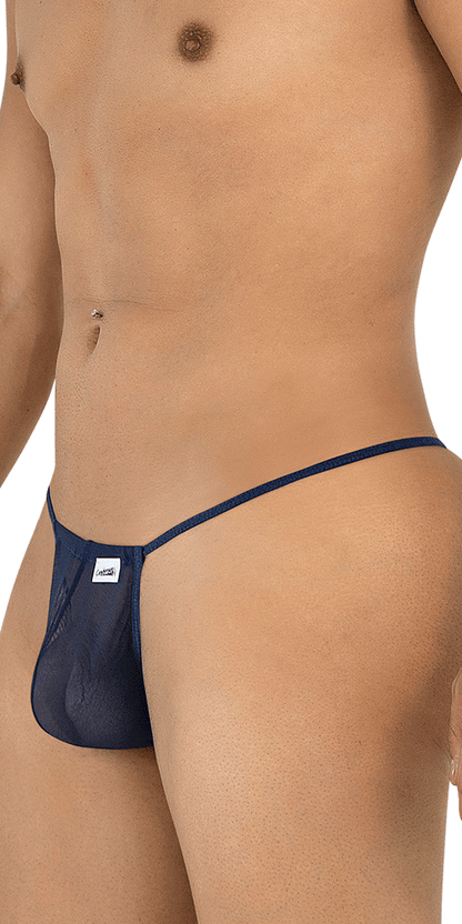 Candyman 9586 G-string Thong. Dark Blue Mesh