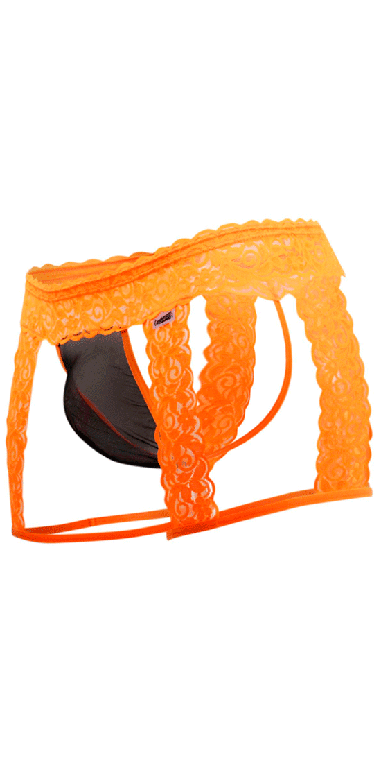 Candyman 99369x Lace Thongs  Hot Orange