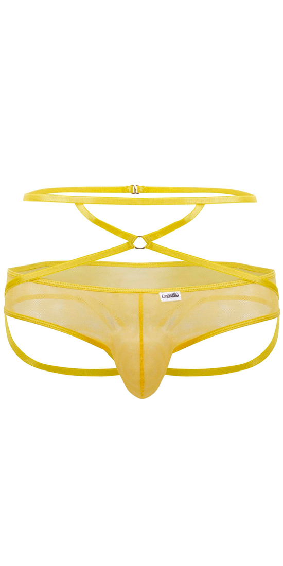 Candyman 99640 Mesh Thongs Yellow Men's Underwear and Swimwear