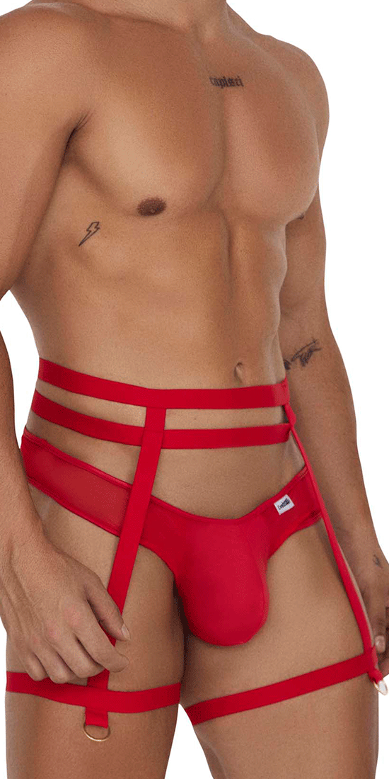 Candyman 99677 Garter Thongs Two Piece Set Red
