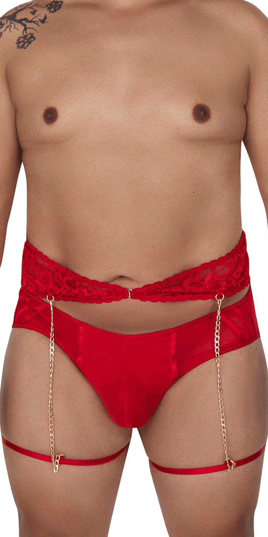 Candyman 99703x Garter Briefs Two Piece Set Red