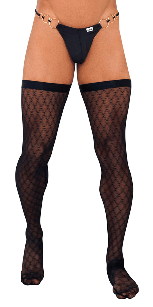Candyman 99735 Mesh Thigh Highs Black