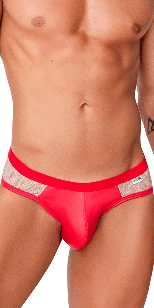 Candyman 99763 Lace Jockstrap Nude-red