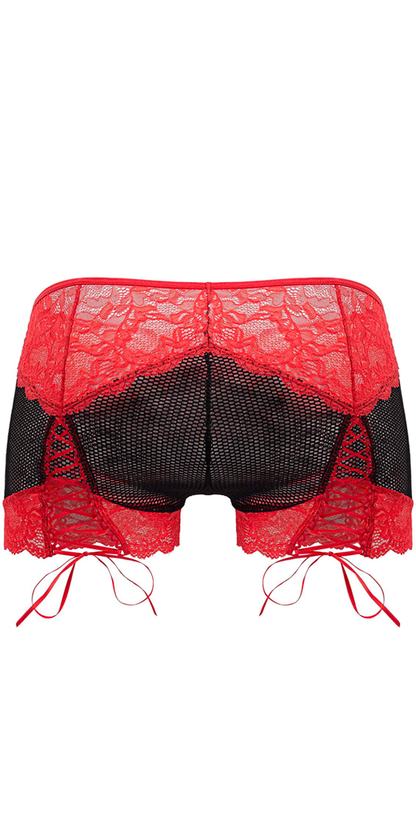 Candyman 99779 Mesh Lace Trunks Black-red