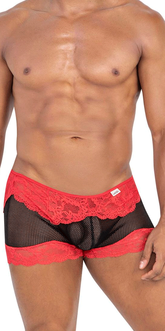 Candyman 99779 Mesh Lace Trunks Black-red