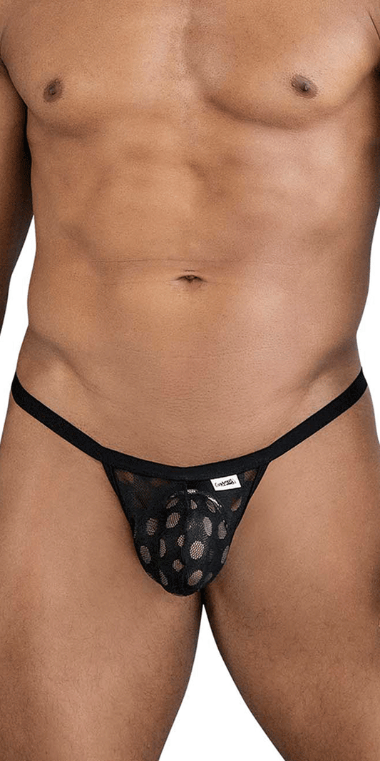Candyman 99856 Polka Mesh Thongs Black