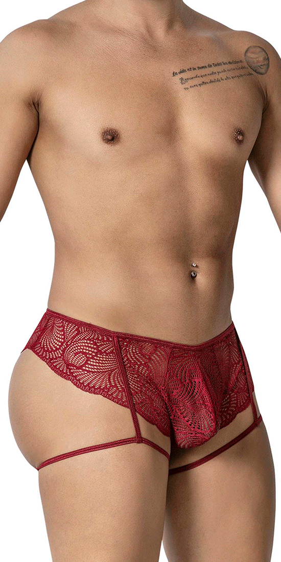 Candyman 99905 Garter Lace Briefs Burgundy