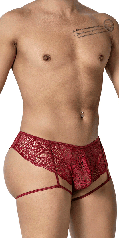 Candyman 99905 Garter Lace Briefs Burgundy