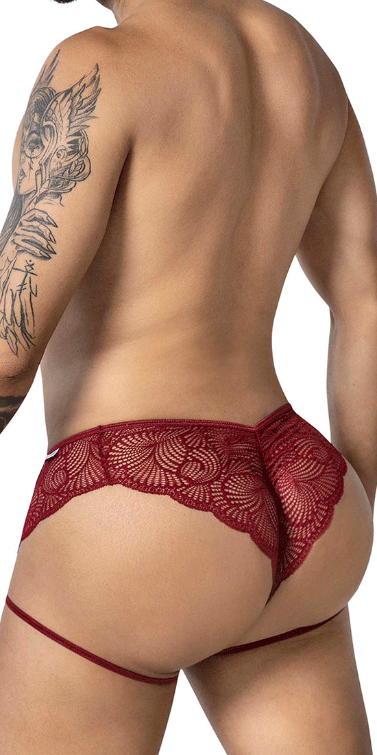Candyman 99905 Garter Lace Briefs Burgundy