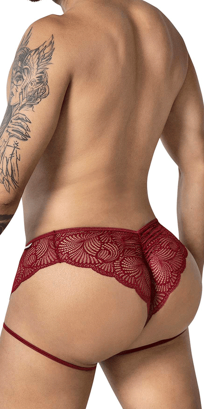 Candyman 99905 Garter Lace Briefs Burgundy