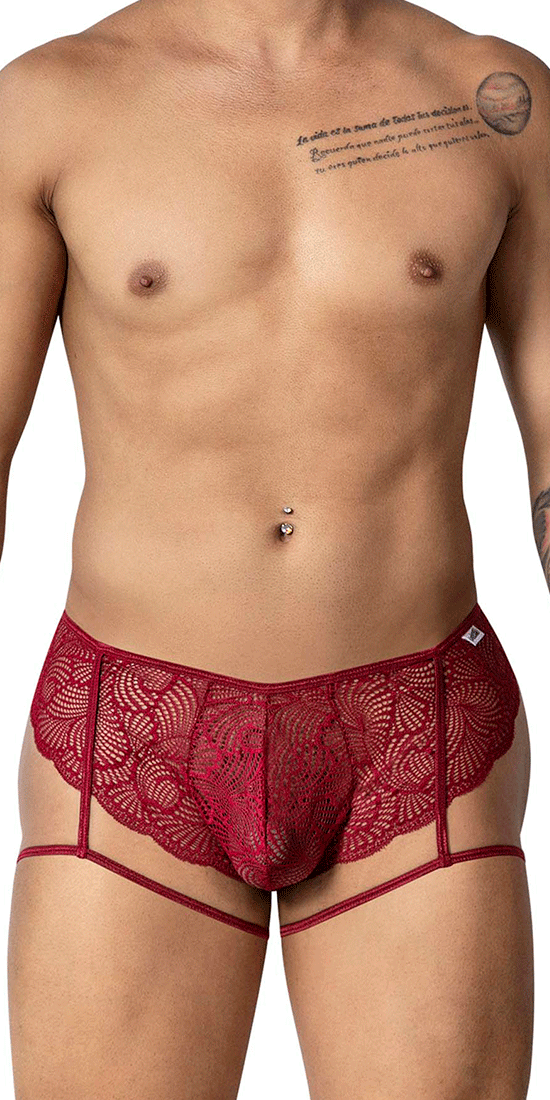 Candyman 99905 Garter Lace Briefs Burgundy